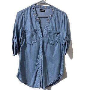 BEBE BLOUSE DENIM BUTTOM DOWN SIZE S
